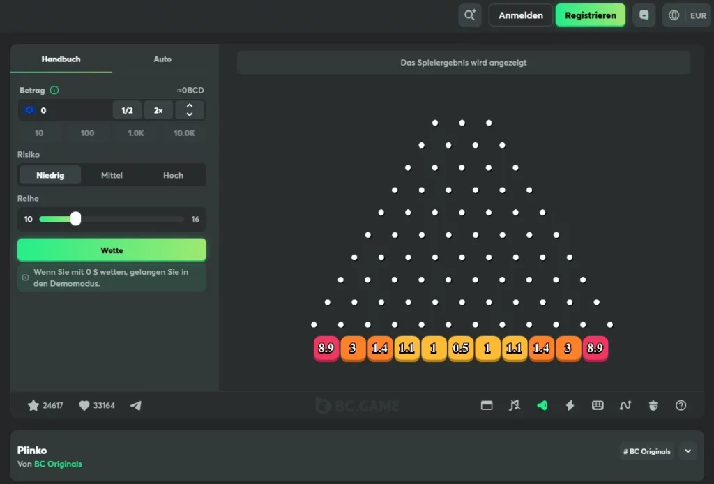 BC.Game Plinko gameplay
